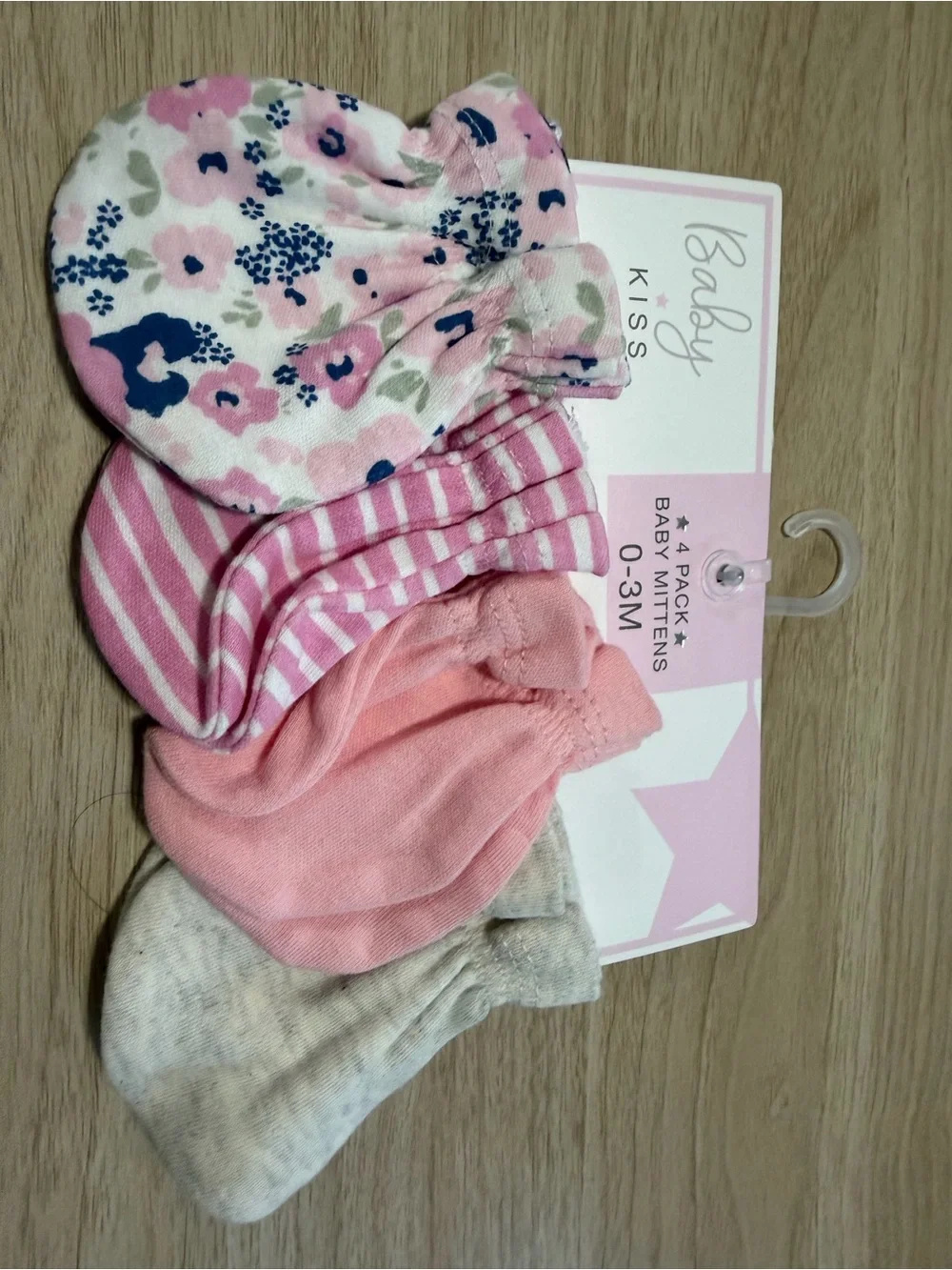 Kiss Baby Girls 4-Pack Pink Floral & Stripe Mittens
